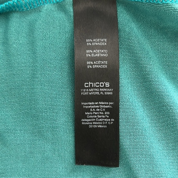 TRAVELERS BY CHICO’S TEAL TOP 95% ACETATE 5% SPANDEX SIZE 3 MACHINE WASH & DRY - Picture 4 of 6